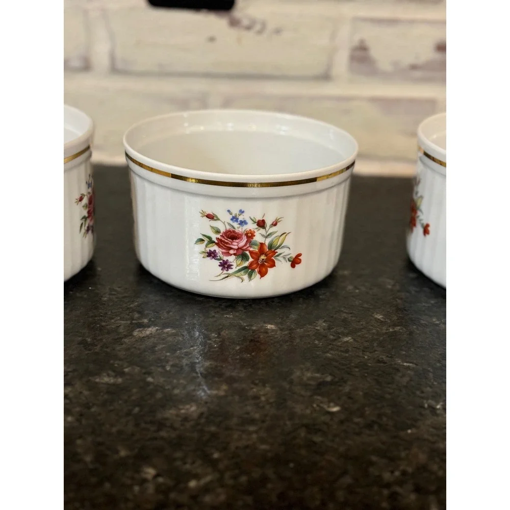 Worcester Oven China Floral Gold Trim‎ Set of 3 Fine Ovenware